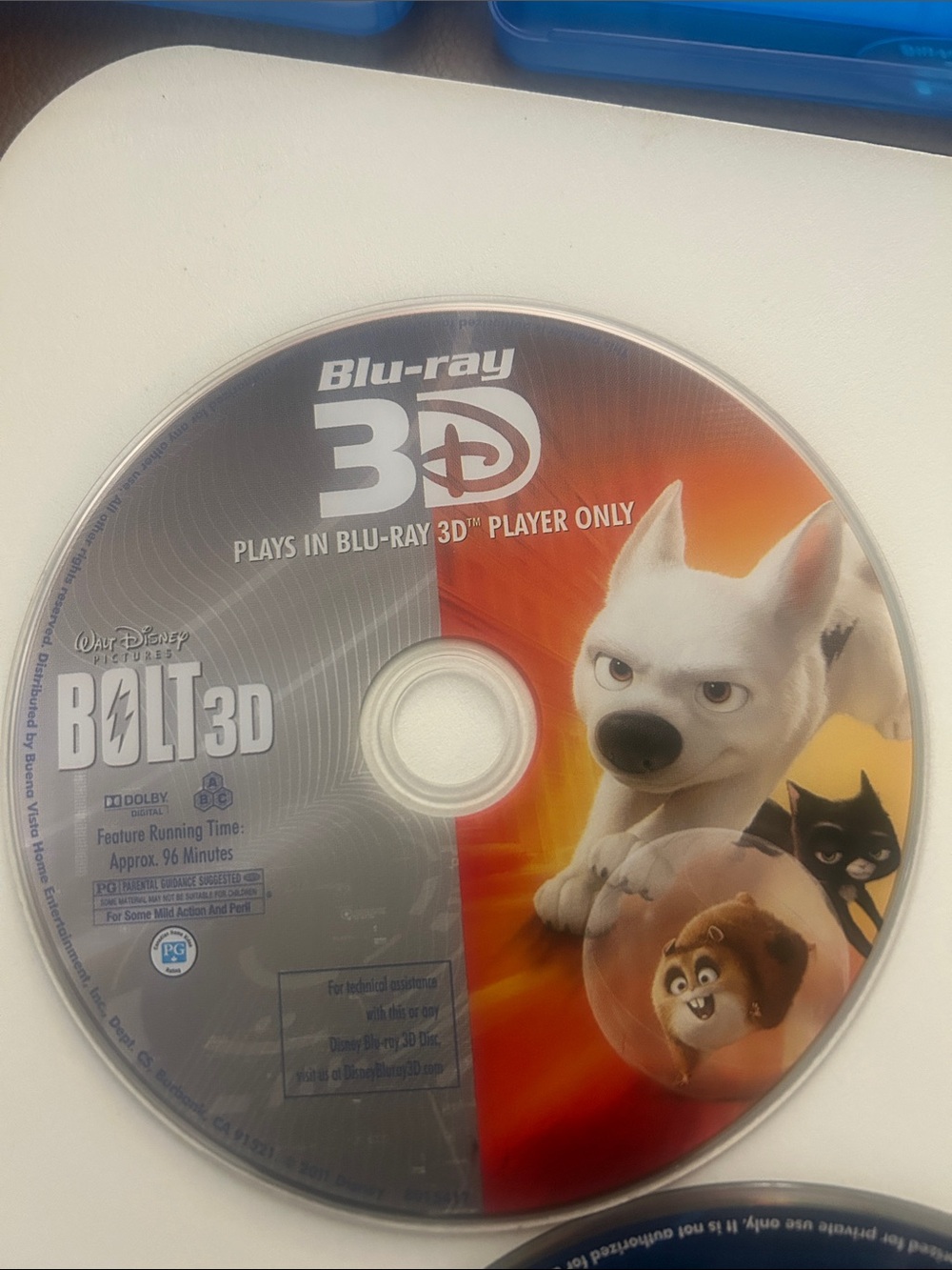 Disney Bolt 3D Disc — White and Orange Artwork/Set of 3 Disc /NWOT